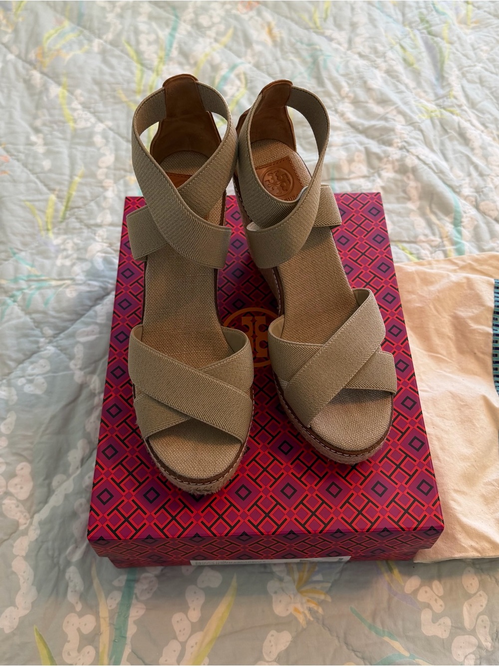 Tory Burch 100 mm Frieda Espadrille Sandal in Natural / Tan | Women’s 10